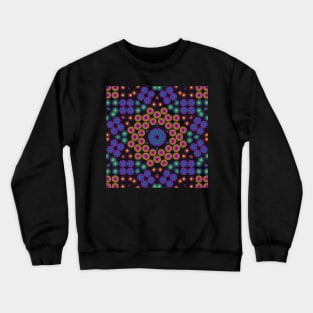 Spiral Swirls Kaleidoscope | Hexagon Neon Rainbow Crewneck Sweatshirt